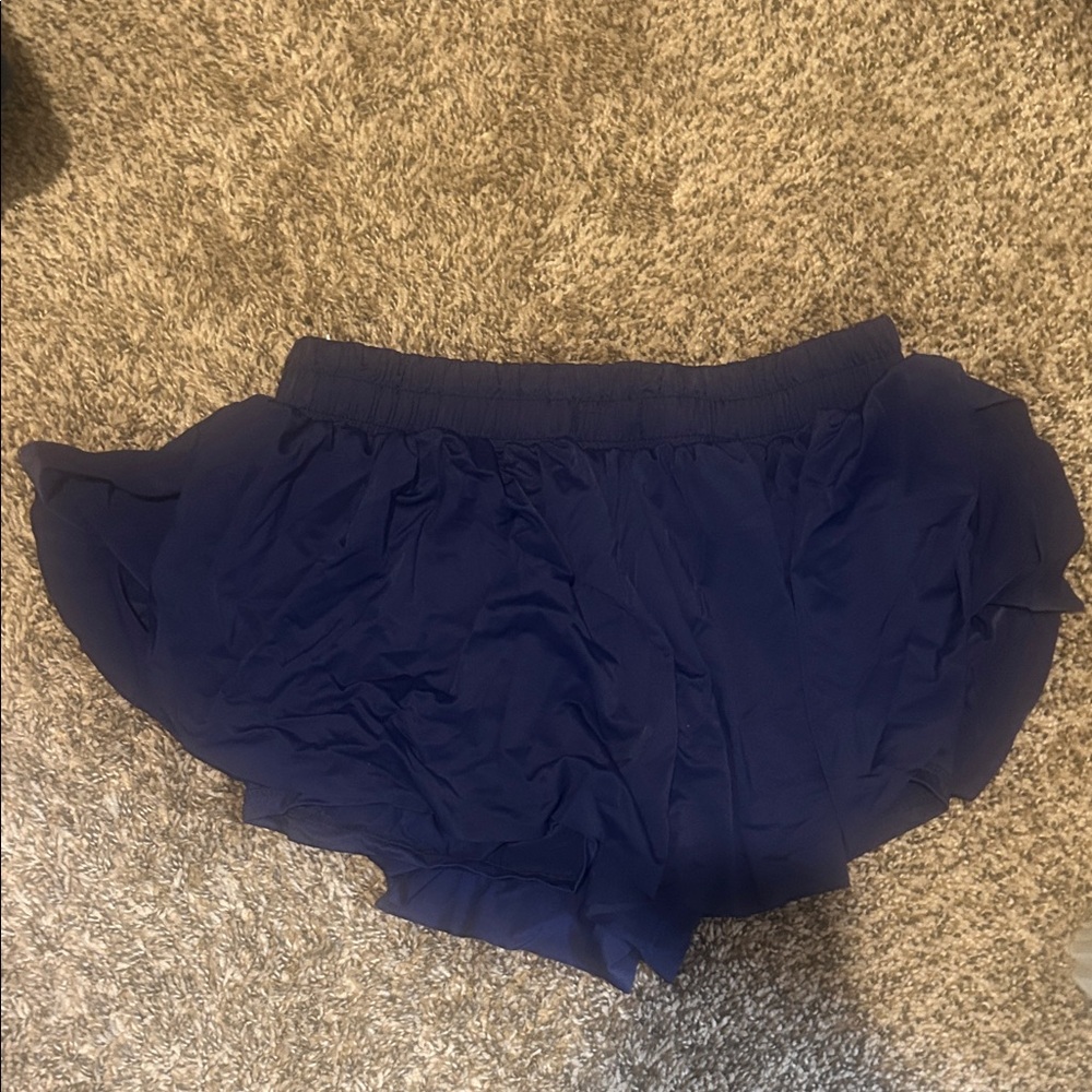 Navy Blue Ruffled Shorts